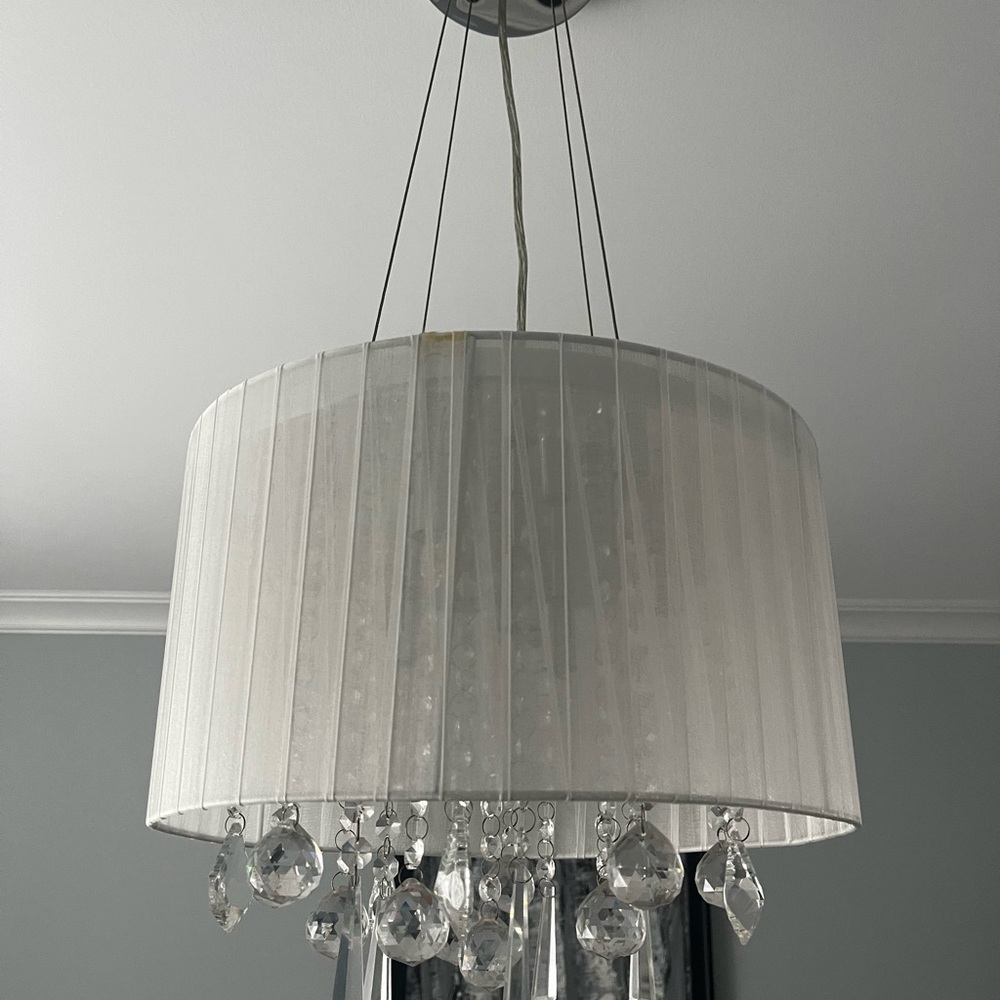 Elegant White Pendant Light with Crystal Accents